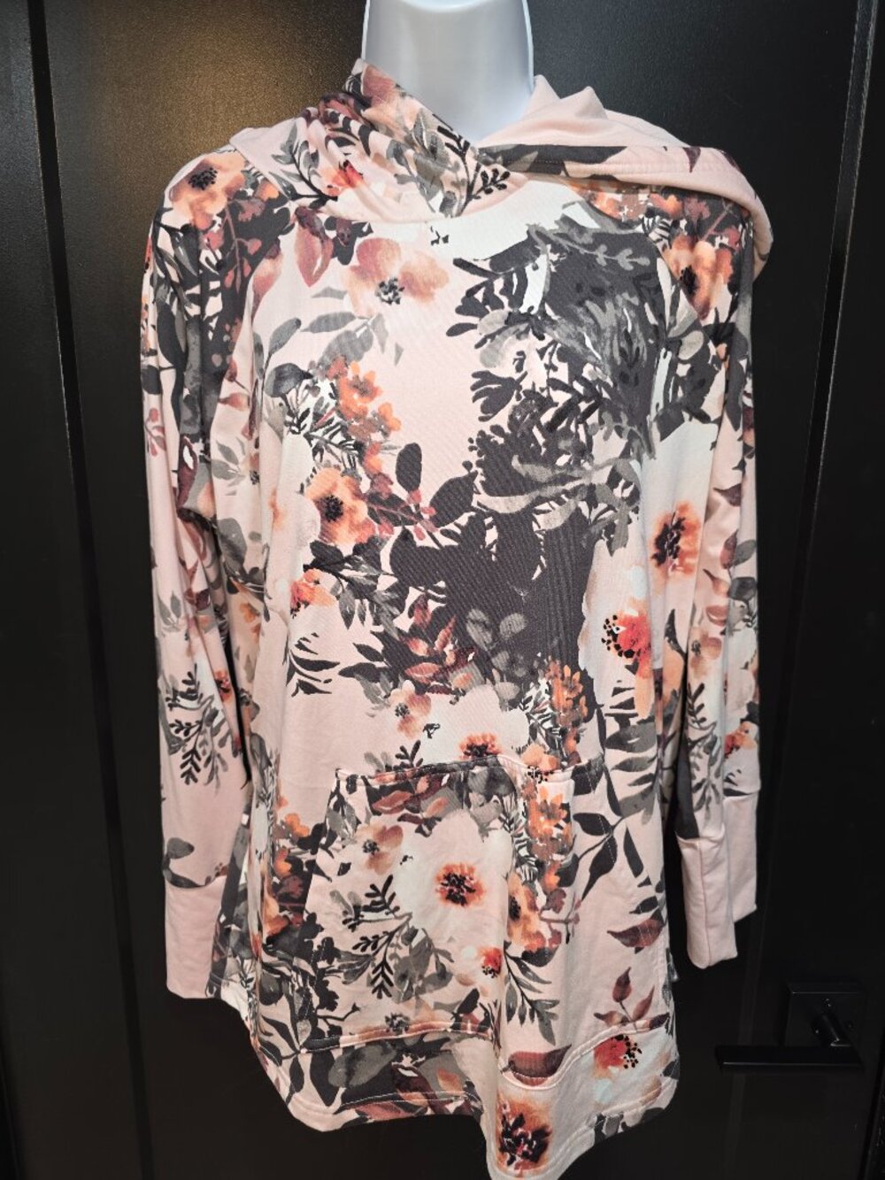Lularoe Pink Floral Amber Hoodie Sz L